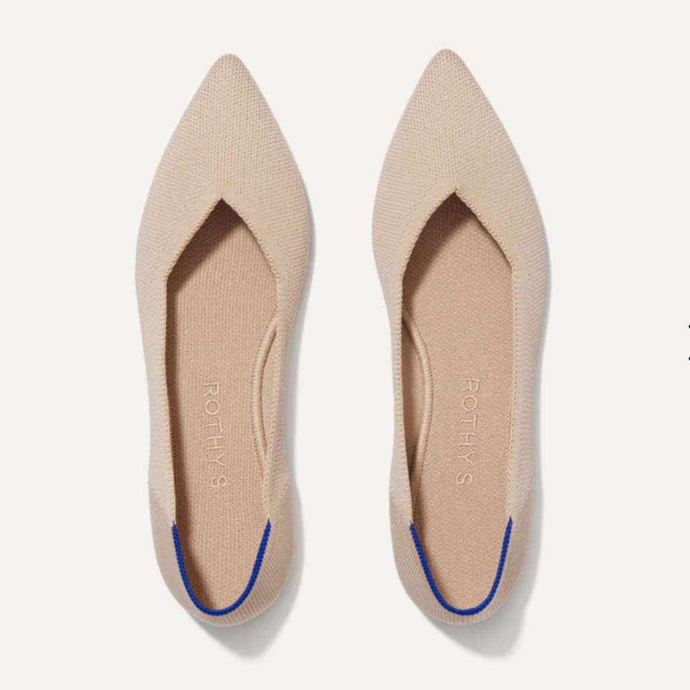 Rothy's The Point Flats in Ecru Beige Sz 7.5 Pointed Toe